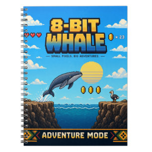 Cuaderno Ballena, arte de píxeles retro de 8 bits