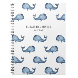 Cuaderno Ballena azul. Animales marinos. Patrón de la marin
