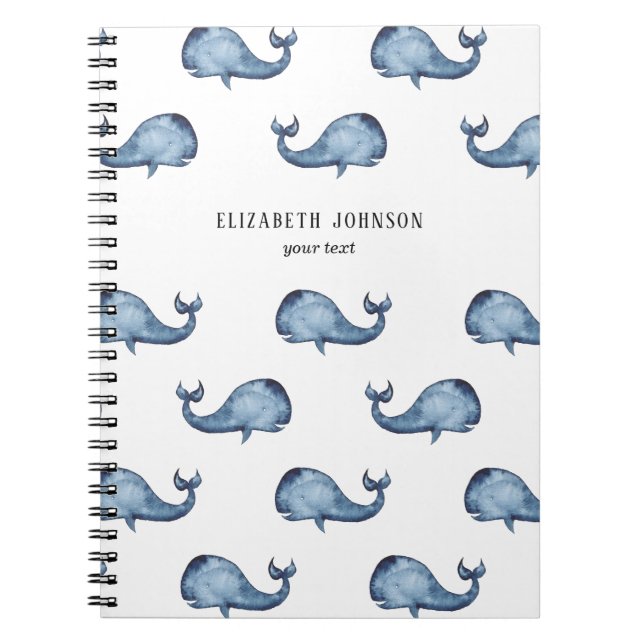 Cuaderno Ballena azul. Animales marinos. Patrón de la marin (Frente)