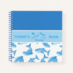 Cuaderno Ballena azul tu nombre Ocean Sea Life Kids Sketch