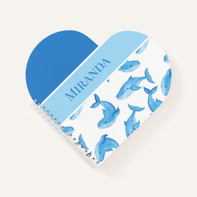 Cuaderno Ballena Azul Tu Nombre Océano Vida Corazón (Anverso)