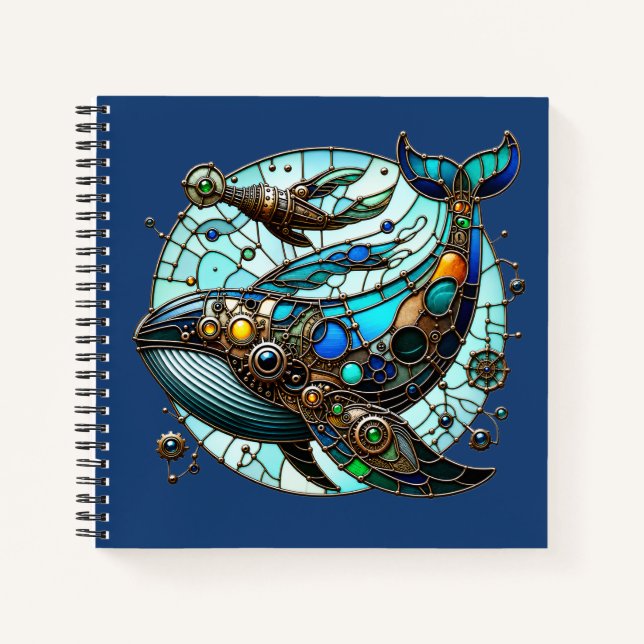 Cuaderno Ballena de vidrio emplomado Steampunk (Anverso)