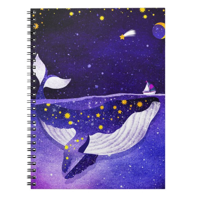 Cuaderno Ballena mágica: Noche del Océano oscuro (Frente)