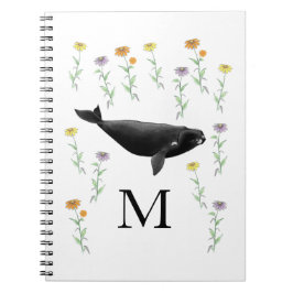 Cuaderno Ballena Monograma En El Arte De Jardín De Primaver