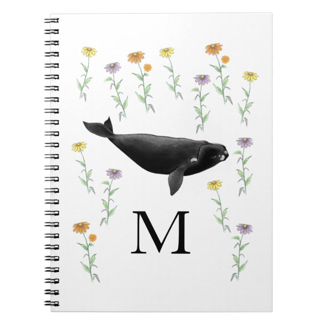 Cuaderno Ballena Monograma En El Arte De Jardín De Primaver (Frente)