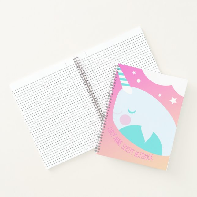 Cuaderno Ballena Narval Ombre Arcoíris Pastel Cielo (Interior)