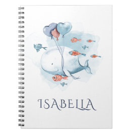 Cuaderno Ballena y peces caprichosos acuarela personalizado