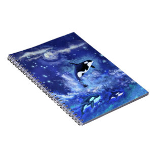 Cuaderno Ballenas asesinas en luna llena - Dibujo de arte -