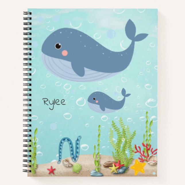 Cuaderno Ballenas Coloridas para Niños en la Escuela (Anverso)