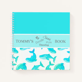 Cuaderno Ballenas personalizadas de color turquesa
