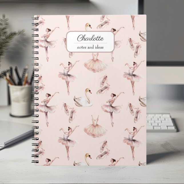 Cuaderno Ballerina Ballet Rosa Zapatos Nombre personalizado (Subido por el creador)