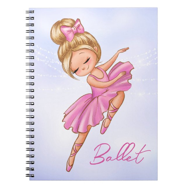 Cuaderno Ballerina Chica Pink, ballet Bonito Púrpura (Frente)