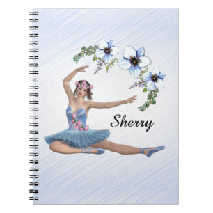 Cuaderno Ballerina con nombre personal azul