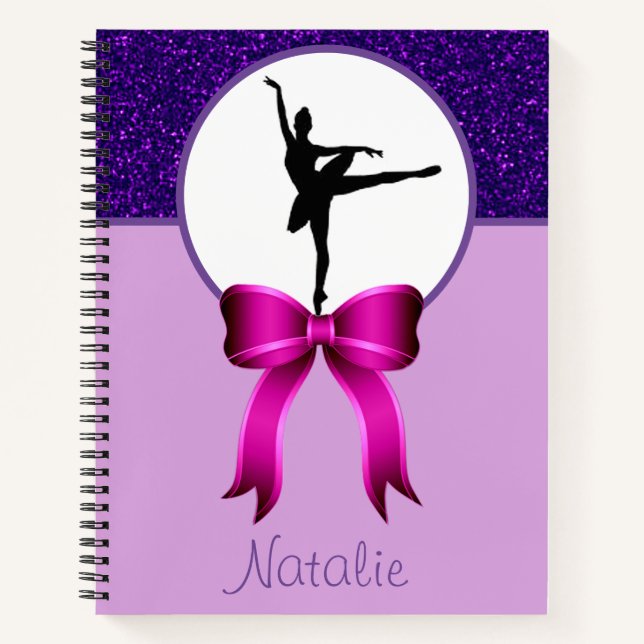 Cuaderno Ballerina Dance Purpurina y Bow (Anverso)