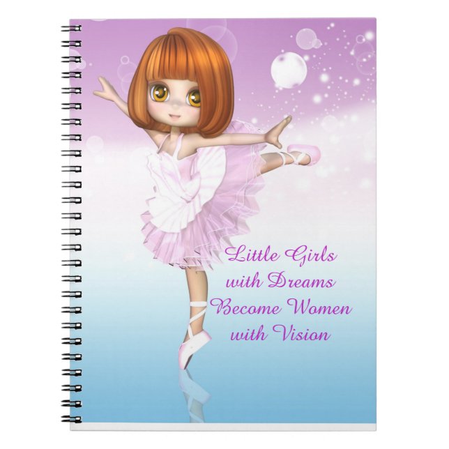 Cuaderno Ballerina inspiradora Niñas Pequeñas Cita Soñada (Frente)