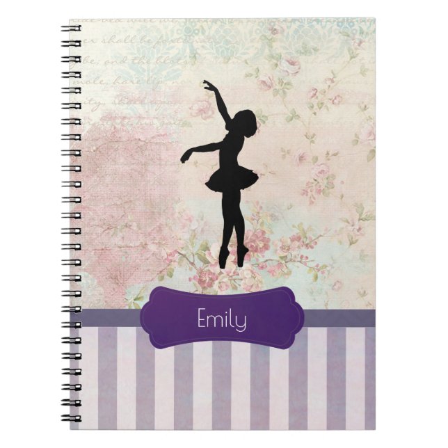 Cuaderno Ballerina Silhouette sobre el elegante patrón de c (Frente)