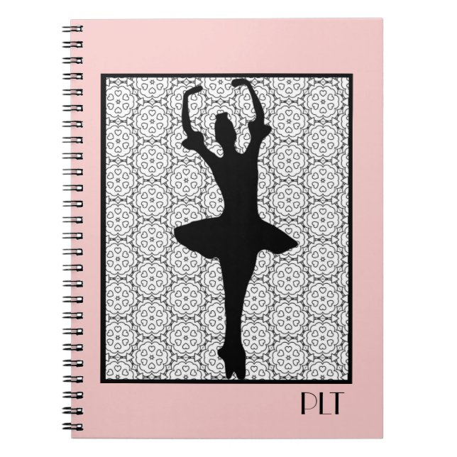 Cuaderno Ballerina Silhouette sobre un patrón de Mandala de (Frente)