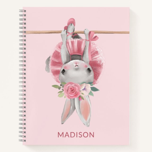 Cuaderno Ballet de ballet rosa lindo - Bunny personalizado (Anverso)