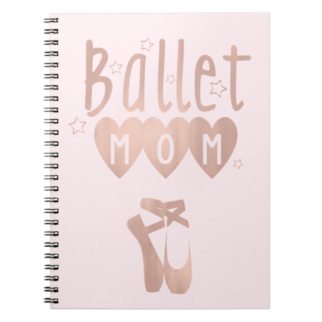 Cuaderno Ballet Mom Pink Rose Gold Stars & Hearts (Frente)