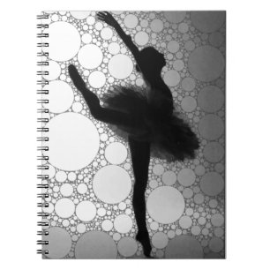 Cuaderno Ballet Negro Blanco Bailarina Bailando