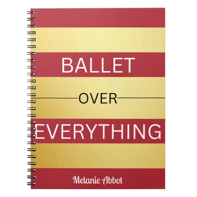 Cuaderno "BALLET SOBRE TODO" Rubor Pink & Gold Striped (Frente)