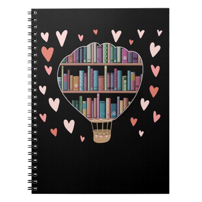 Cuaderno Balón de aire caliente Forma Biblioteca de libros  (Frente)