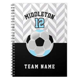 Cuaderno Balón de fútbol azul negro, blanco y bebé - Per