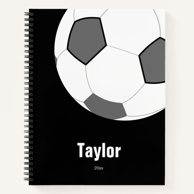 Cuaderno Balón de fútbol Ball Blanco Negro Fecha Cita Bloc  (Anverso)