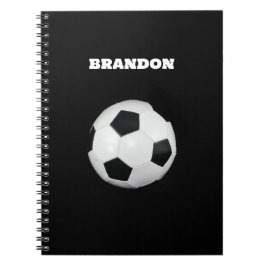 Cuaderno Balón de fútbol para niños negro elegante con nomb