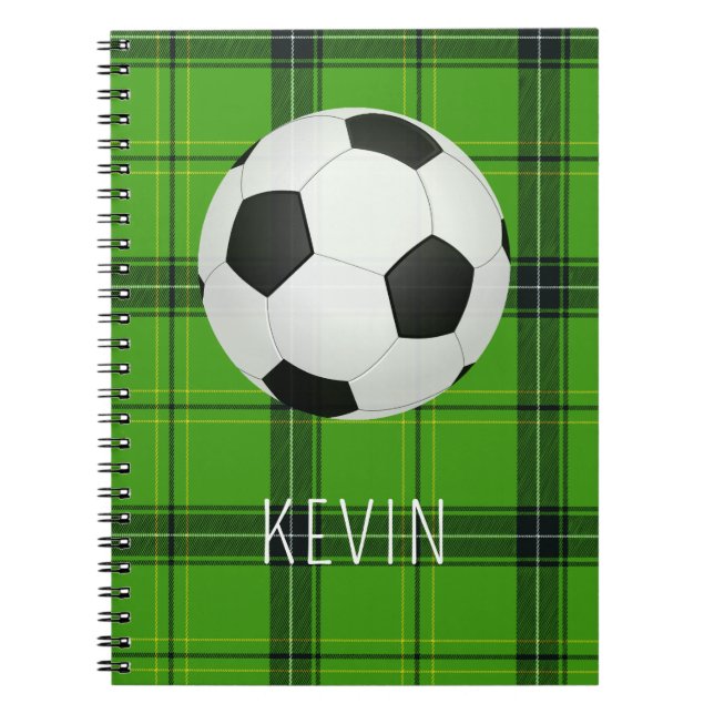 Cuaderno Balón de Fútbol para Niños sobre Rayas Verdes Escu (Frente)