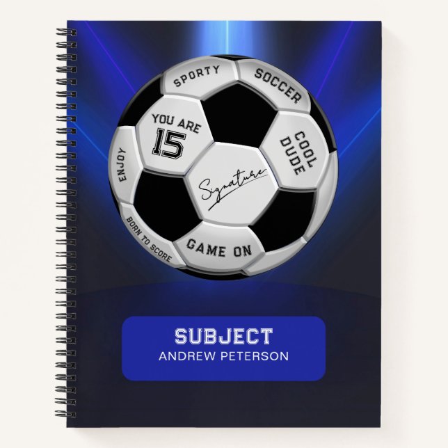 Cuaderno Balón de Fútbol Personalizado Cumpleaños | Edad No (Anverso)