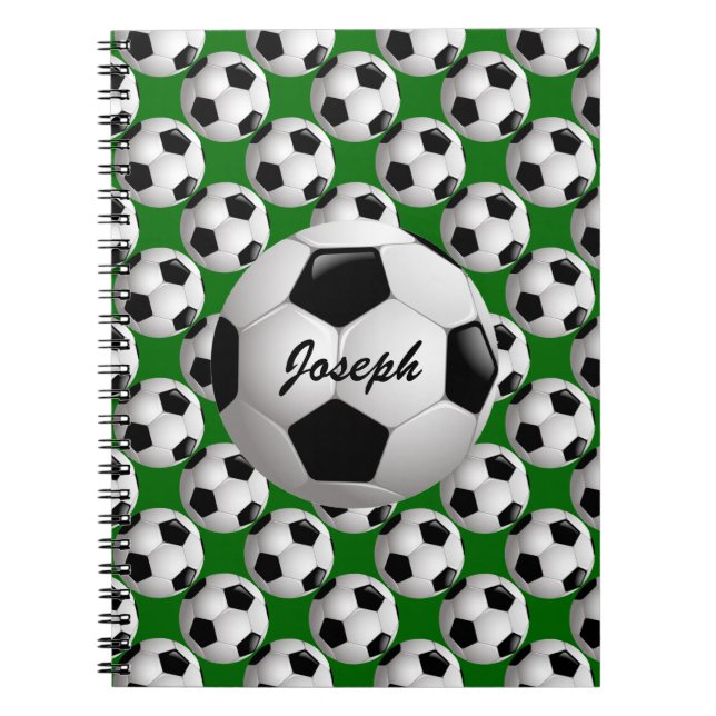 Cuaderno Balón de fútbol personalizado en patrón de fútbol (Frente)