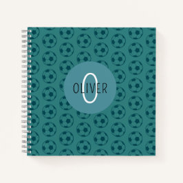 Cuaderno Balón de Fútbol Personalizado para Niños Azul Escu