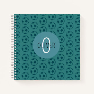 Cuaderno Balón de Fútbol Personalizado para Niños Azul Escu