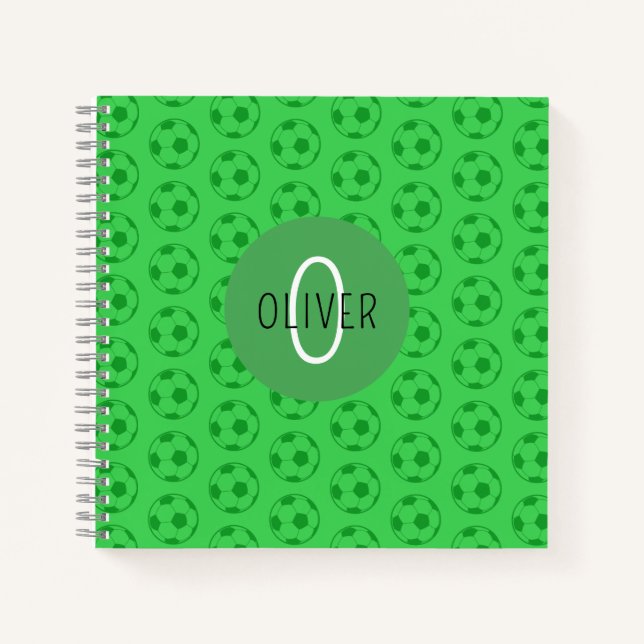 Cuaderno Balón de Fútbol Personalizado para Niños Verde Esc (Anverso)