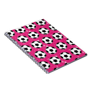 Cuaderno Balón de Fútbol Rosa Escarcha Brillantes Jugador D