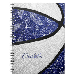 Cuaderno Baloncesto blanco azul de Boho plumas