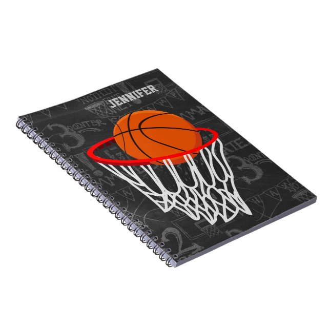Cuaderno Baloncesto de Chalkboard y Hoop personalizados (Lado Derecho)