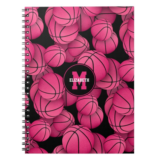 Cuaderno baloncesto de chicas personalizados de color rosa  (Frente)