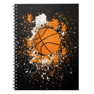 Cuaderno Baloncesto Grunge Salpicadura de Pintura Naranja N