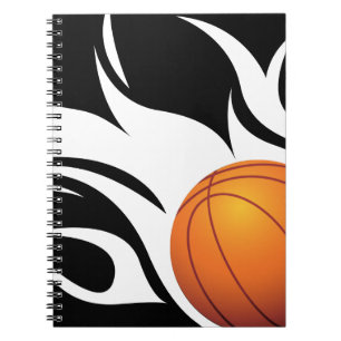 Cuaderno Baloncesto llameante blanco y negro