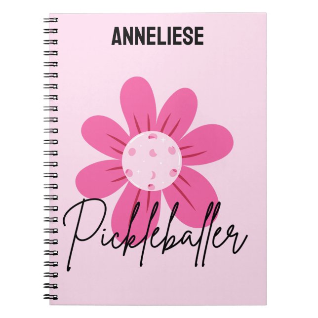Cuaderno Baloncesto retro rosa "Pickleballer" personalizado (Frente)