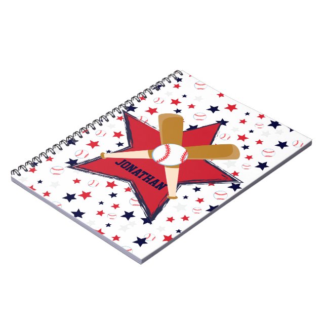 Cuaderno Baloncesto y estrellas de Básbol personalizados (Lado Izquierdo)