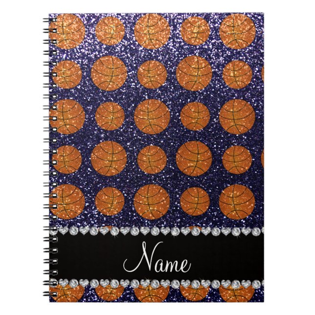 Cuaderno Baloncestos conocidos personalizados del purpurina (Frente)