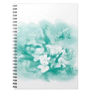 Cuaderno Balonmano de mariposas y flores verde mar