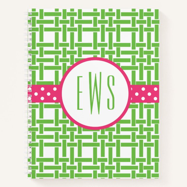 Cuaderno Bambú y Grosgrain Monogramed Spiral Notebook (Anverso)