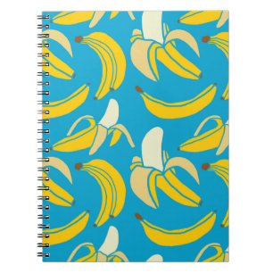 Cuaderno Bananas amarillas, patrón de fondo azul