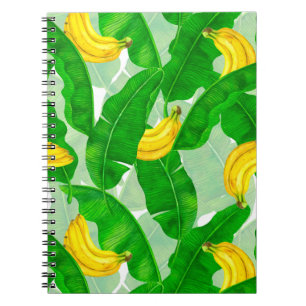 Cuaderno Bananas y hojas diseño de acuarela