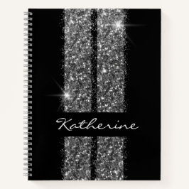 Cuaderno Banda de carreras Purpurina personalizada Silver B