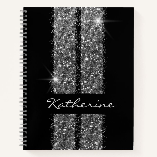 Cuaderno Banda de carreras Purpurina personalizada Silver B (Anverso)